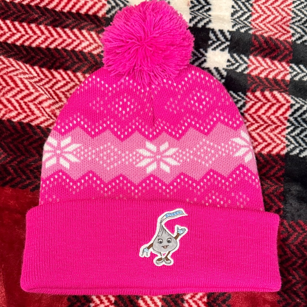 Hershey’s Miss kiss Pink Kids Winter Beanie with Snowflake Design